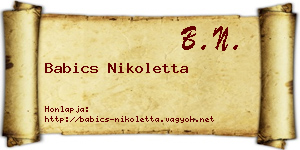 Babics Nikoletta névjegykártya